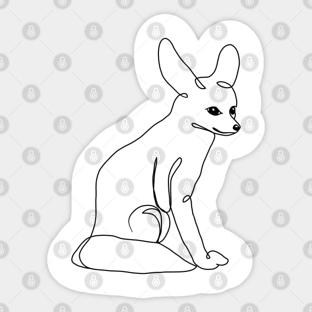 Fox Lover: Fennec Fox Line Art Drawing Sticker by ShopBuzz